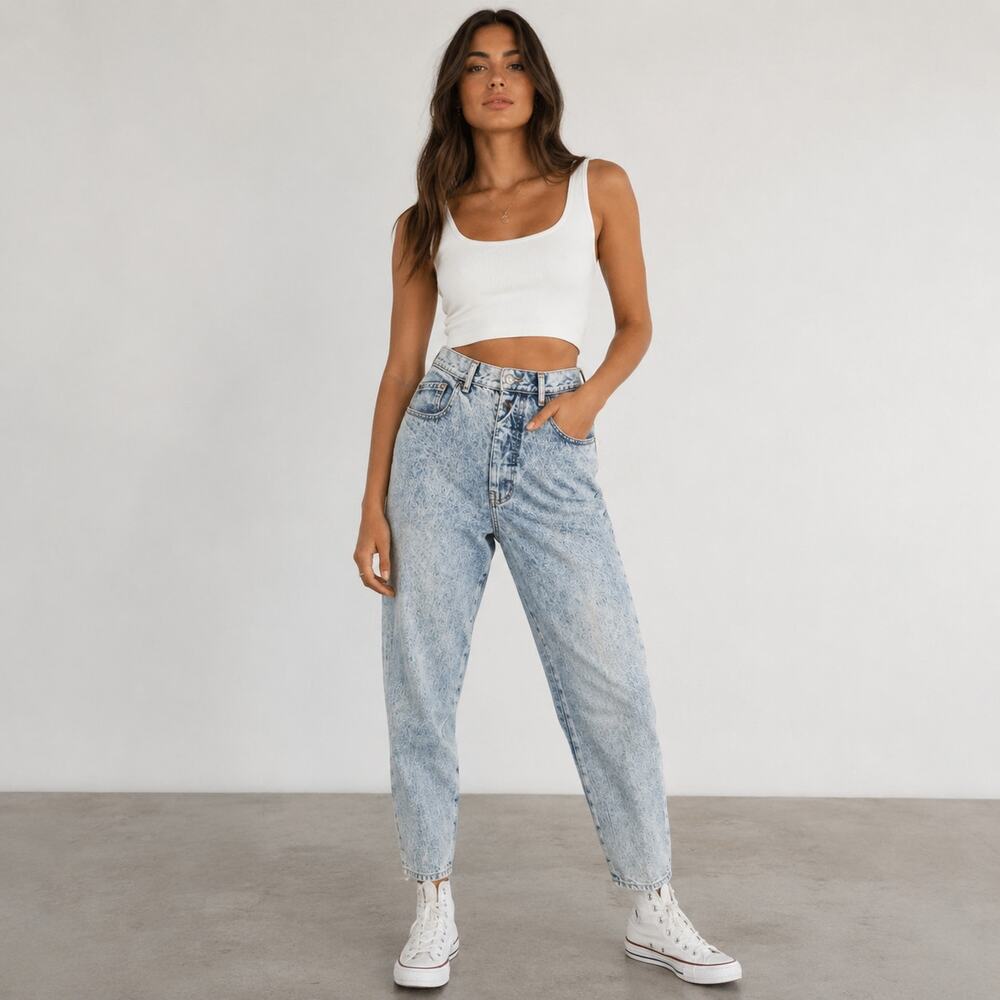 Vintage Gitano Womens Mom Jeans Size 28" Short Acid Wash High Waist Tapered 80s